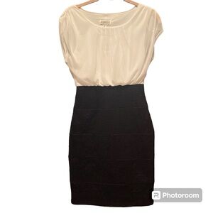 Lace Textured White/Black Dress